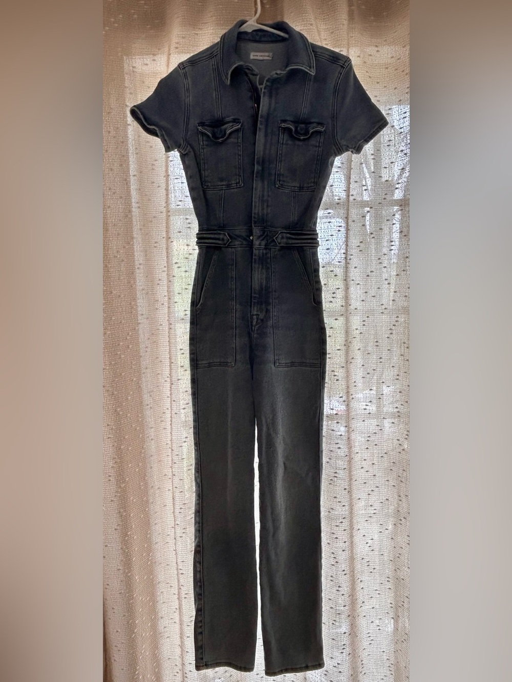 Good American Light Blue Denim Straight Leg Pants Jumpsuit